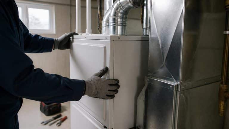 High-efficiency gas furnace professionally installed by Evans Heating & Cooling in a Niagara Falls home basement.