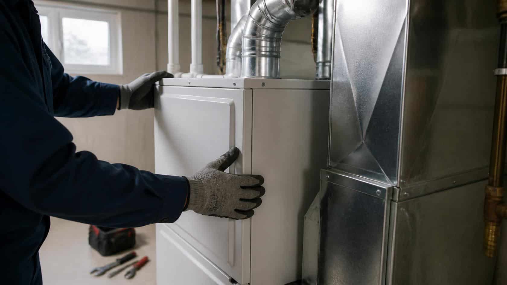 High-efficiency gas furnace professionally installed by Evans Heating & Cooling in a Niagara Falls home basement.